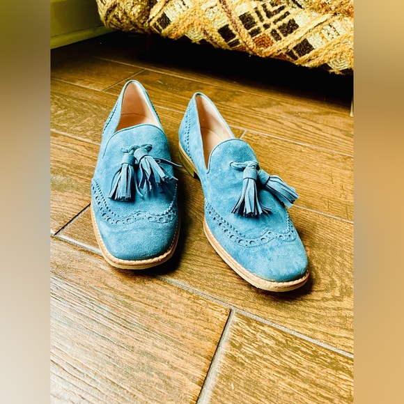 Stuart Weitzman Guy Thing Loafers Size 6.5 blueish Suede  EXCELLENT CONDITION!! - Picture 1 of 8